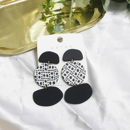 1 Pair Fashion Round Soft Clay Patchwork Women's Drop Earrings