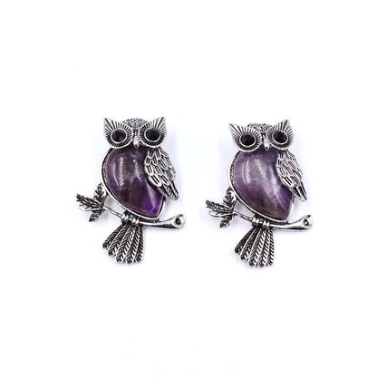 1 Piece Simple Style Owl Natural Stone Shell Plating Gem Necklace