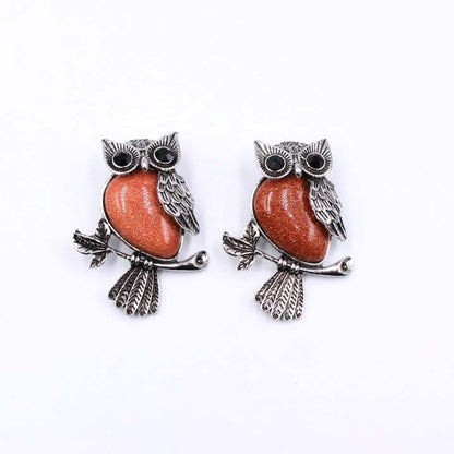 1 Piece Simple Style Owl Natural Stone Shell Plating Gem Necklace