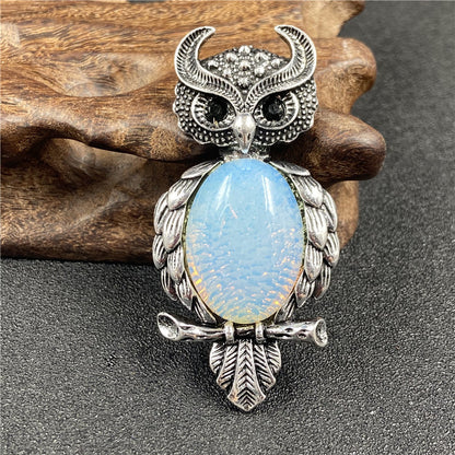 1 Piece Simple Style Owl Gem Plating Natural Stone Necklace