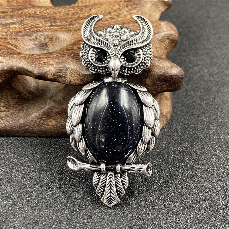 1 Piece Simple Style Owl Gem Plating Natural Stone Necklace