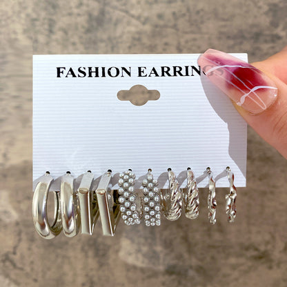 1 Set Fashion Round Square Twist Imitation Pearl Alloy Plating Women's Earrings