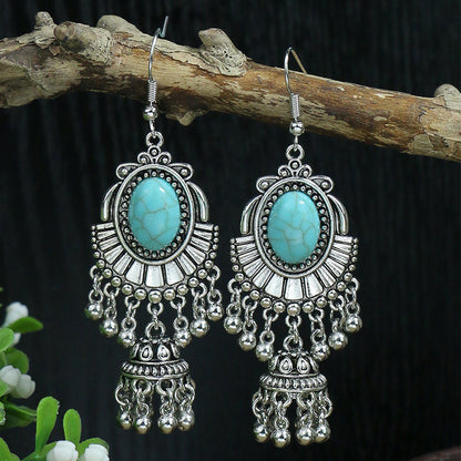 1 Pair Hip-Hop Retro Water Droplets Inlay Zinc Alloy Turquoise Drop Earrings