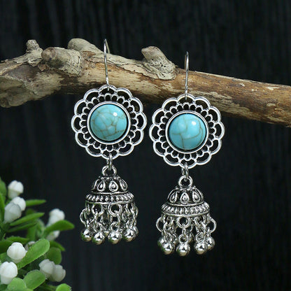 1 Pair Hip-Hop Retro Water Droplets Inlay Zinc Alloy Turquoise Drop Earrings