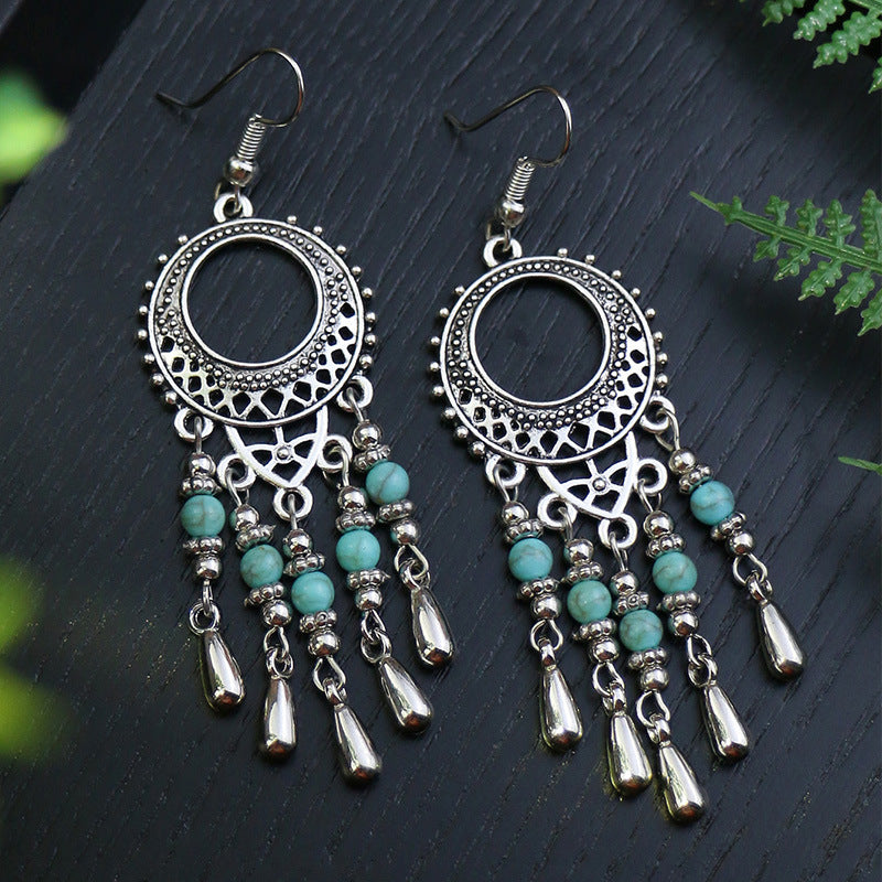 1 Pair Hip-Hop Retro Water Droplets Inlay Zinc Alloy Turquoise Drop Earrings