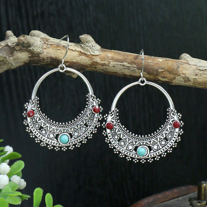 1 Pair Hip-Hop Retro Water Droplets Inlay Zinc Alloy Turquoise Drop Earrings