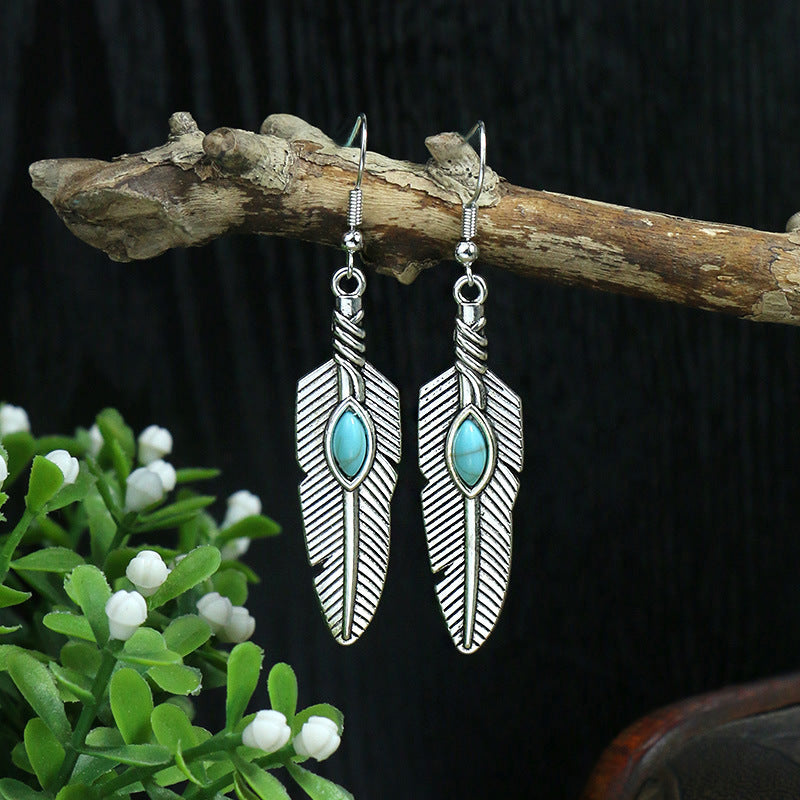 1 Pair Hip-Hop Retro Water Droplets Inlay Zinc Alloy Turquoise Drop Earrings