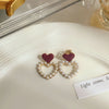 1 Pair Simple Style Heart Shape Flower Alloy Inlay Rhinestones Women'S Earrings