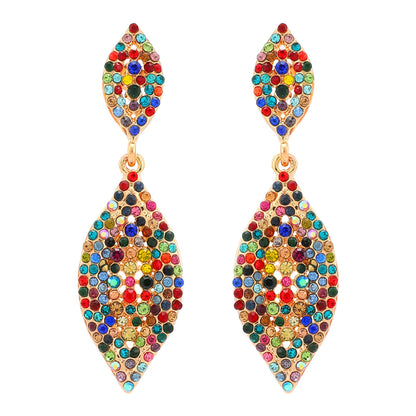 1 Pair Retro Geometric Inlay Rhinestone Artificial Gemstones Drop Earrings