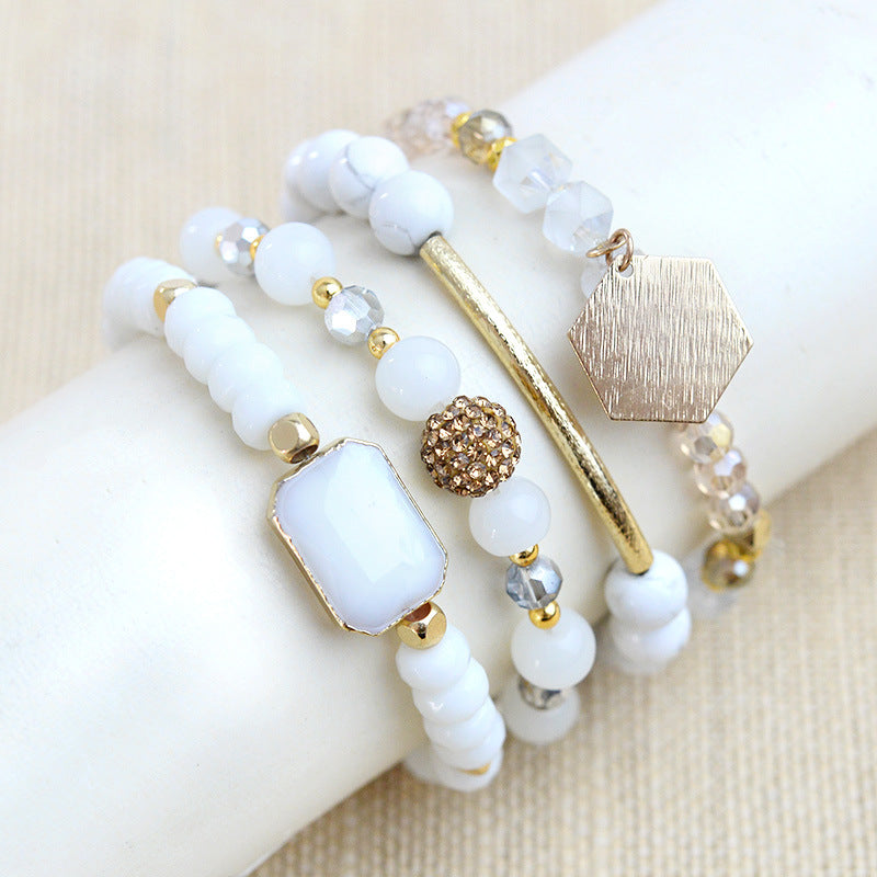 1 Set Fashion Leaf Natural Stone Plating Bracelets