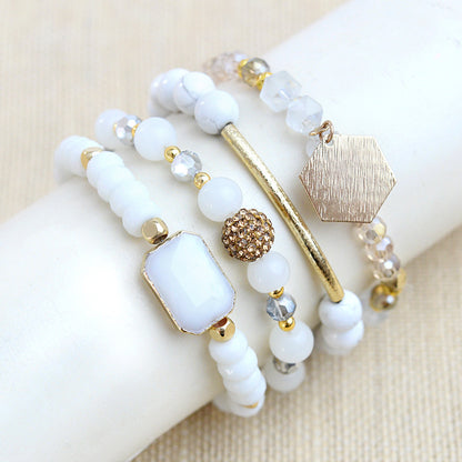 1 Set Fashion Leaf Natural Stone Plating Bracelets