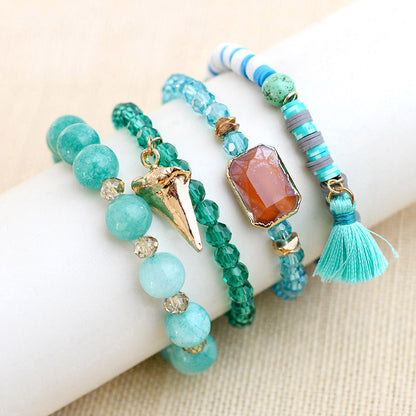 1 Set Fashion Leaf Natural Stone Plating Bracelets