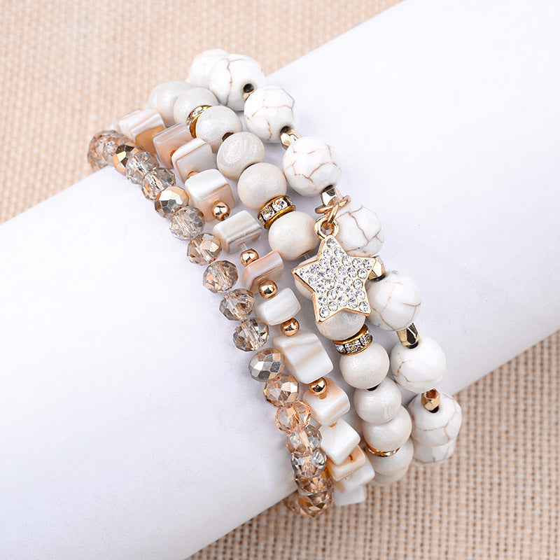 1 Set Fashion Leaf Natural Stone Plating Bracelets