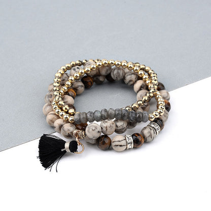 1 Set Fashion Leaf Natural Stone Plating Bracelets