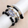 1 Set Fashion Leaf Natural Stone Plating Bracelets