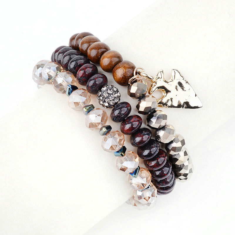 1 Set Fashion Leaf Natural Stone Plating Bracelets