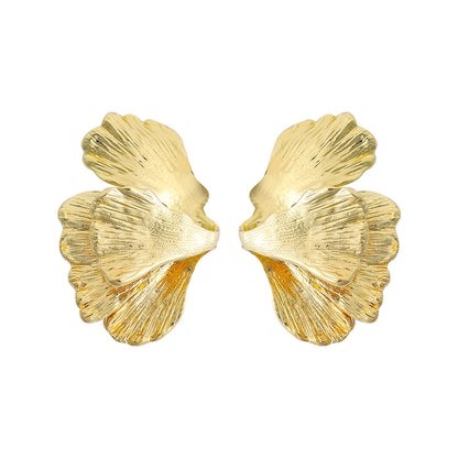 1 Pair Fashion Ginkgo Leaf Plating Alloy Ear Studs