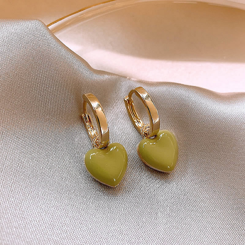 1 Pair Casual Simple Style Square Heart Shape Enamel Alloy Drop Earrings