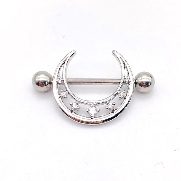 Fashion Leaf Star Wings Stainless Steel Inlaid Zircon Nipple Ring 1 Piece