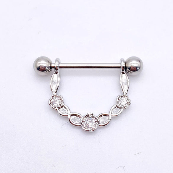 Fashion Leaf Star Wings Stainless Steel Inlaid Zircon Nipple Ring 1 Piece