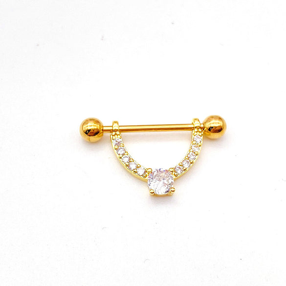 Fashion Leaf Star Wings Stainless Steel Inlaid Zircon Nipple Ring 1 Piece