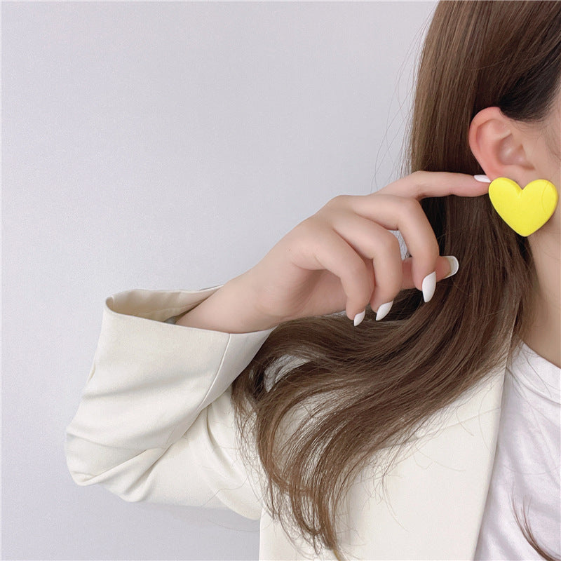 1 Pair Sweet Heart Shape Arylic Spray Paint Women's Ear Studs