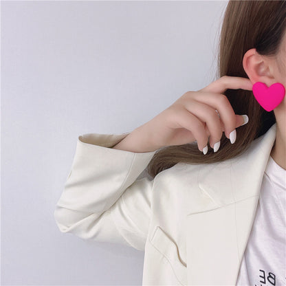 1 Pair Sweet Heart Shape Arylic Spray Paint Women's Ear Studs