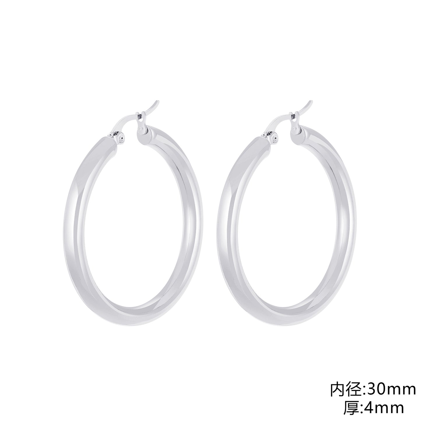 1 Pair Fashion Solid Color Stainless Steel Hollow Out Hoop Earrings