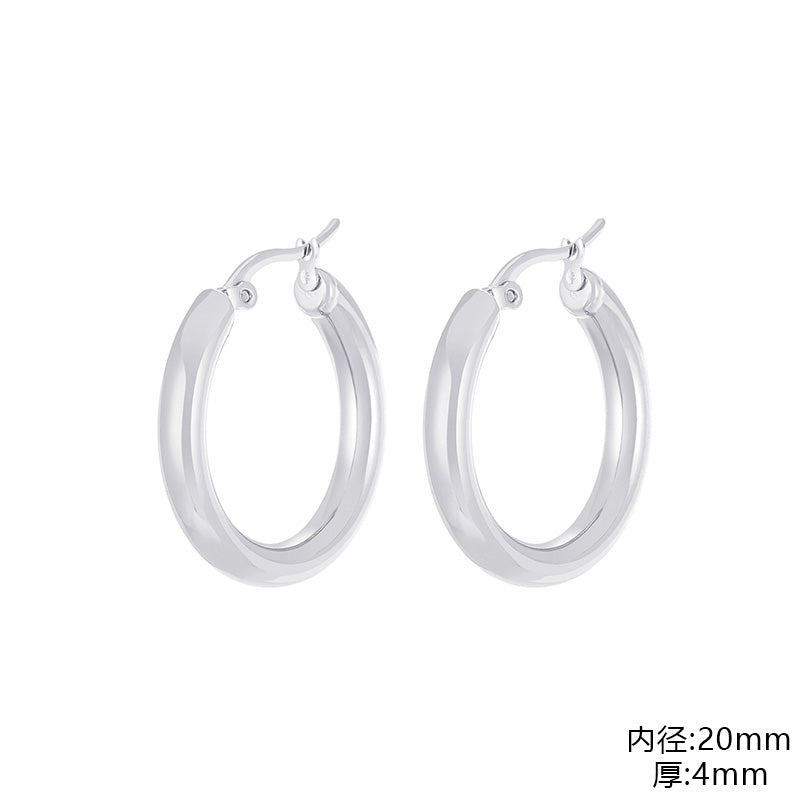 1 Pair Fashion Solid Color Stainless Steel Hollow Out Hoop Earrings