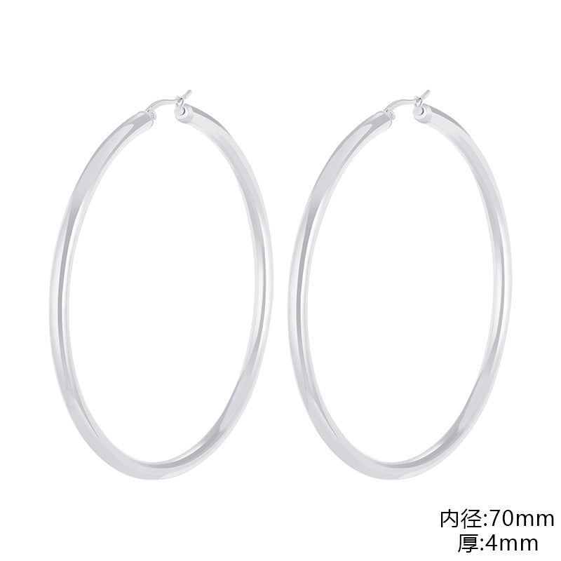 1 Pair Fashion Solid Color Stainless Steel Hollow Out Hoop Earrings