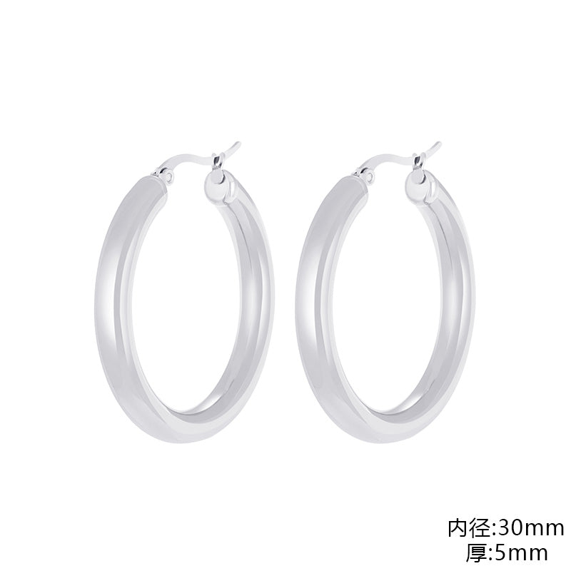 1 Pair Fashion Solid Color Stainless Steel Hollow Out Hoop Earrings