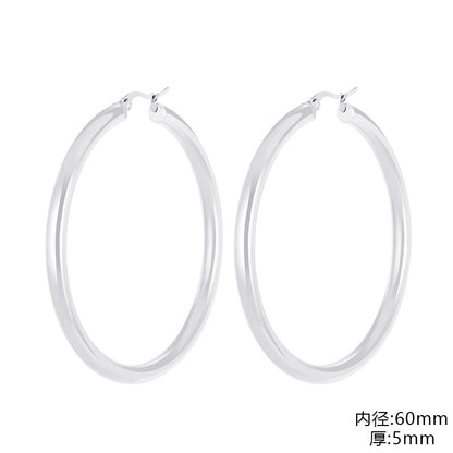 1 Pair Fashion Solid Color Stainless Steel Hollow Out Hoop Earrings