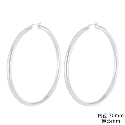 1 Pair Fashion Solid Color Stainless Steel Hollow Out Hoop Earrings