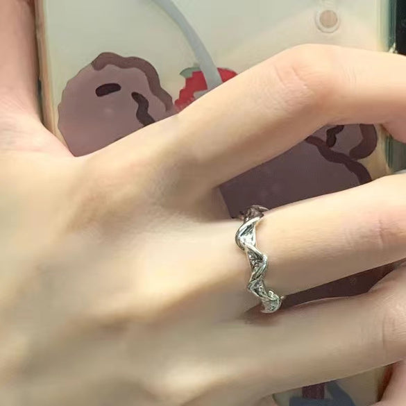 Fashion Waves Alloy Inlay Moonstone Unisex Wave Ring