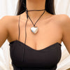 1 Piece Fashion Heart Shape Alloy Leather Wax Line Flannel Straps Women's Pendant Necklace