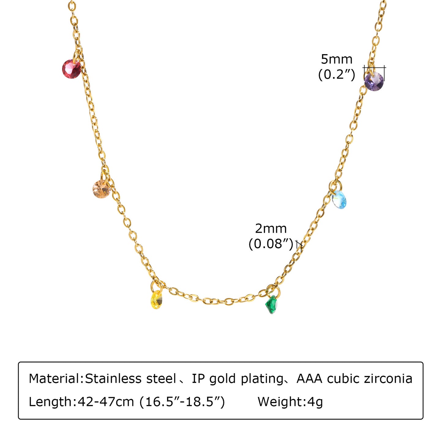 1 Piece Simple Style Geometric Stainless Steel Plating Zircon Necklace