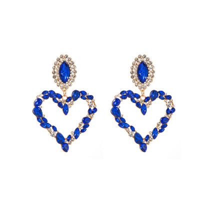 1 Pair Shiny Heart Shape Alloy Plating Inlay Rhinestones Glass Gold Plated Women's Drop Earrings