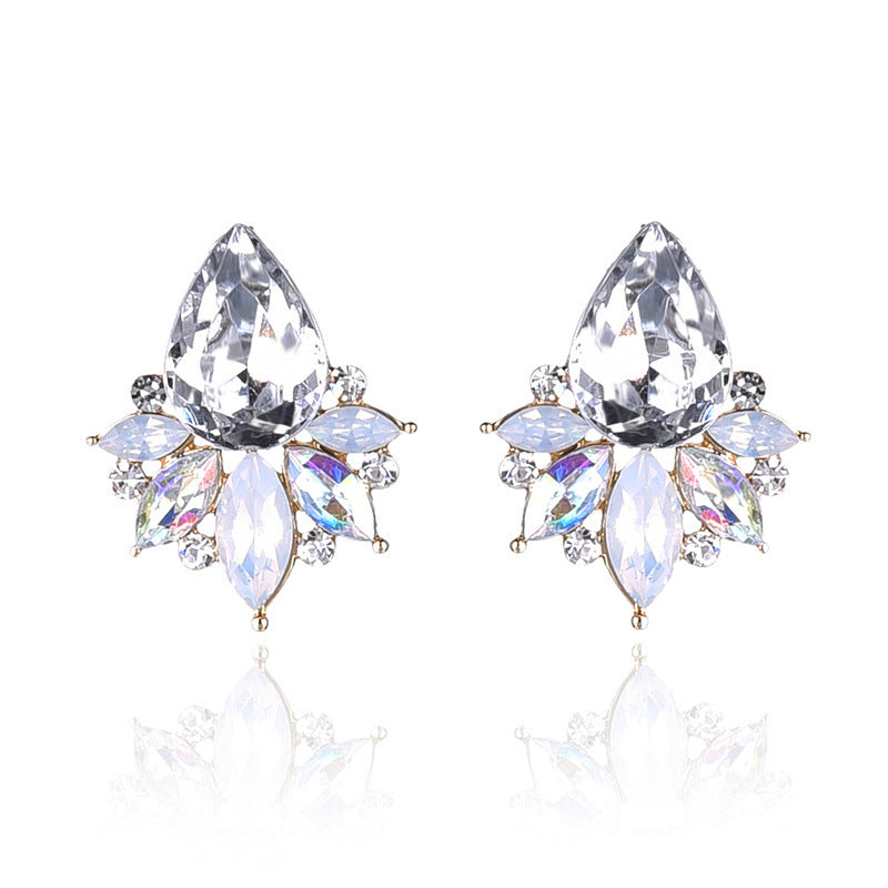 1 Pair Glam Water Droplets Inlay Alloy Artificial Crystal Drop Earrings