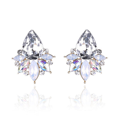 1 Pair Glam Water Droplets Inlay Alloy Artificial Crystal Drop Earrings