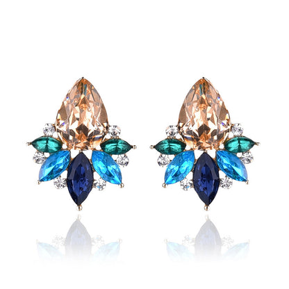 1 Pair Glam Water Droplets Inlay Alloy Artificial Crystal Drop Earrings