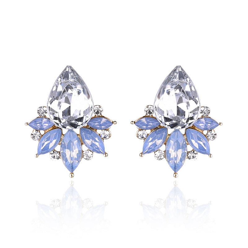 1 Pair Glam Water Droplets Inlay Alloy Artificial Crystal Drop Earrings