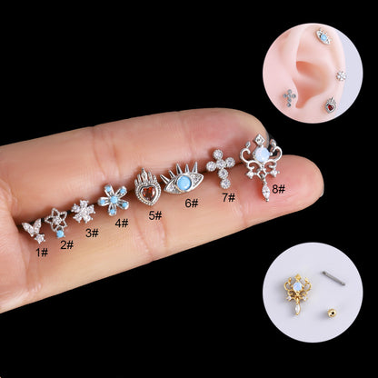 1 Piece Fashion Heart Shape Plating Inlay Stainless Steel Zircon Ear Studs