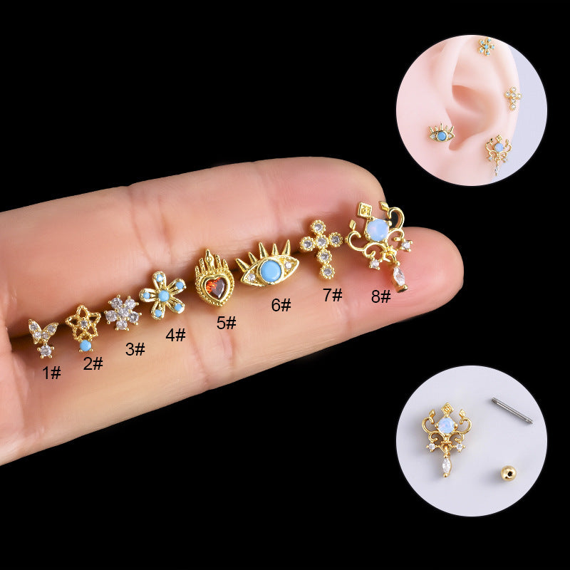 1 Piece Fashion Heart Shape Plating Inlay Stainless Steel Zircon Ear Studs