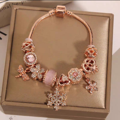 1 Piece Fairy Style Leaf Crown Flower Artificial Crystal Plating Women's Bracelets