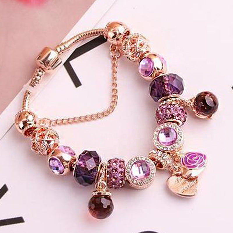 1 Piece Fairy Style Leaf Crown Flower Artificial Crystal Plating Women's Bracelets