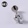 1 Piece Simple Style Flower Titanium Steel Plating Inlay Zircon Lip Stud Ear Studs