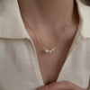 Simple Style Square Flower Bow Knot Alloy Inlay Artificial Pearls Rhinestones Women'S Necklace