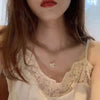 Simple Style Square Flower Bow Knot Alloy Inlay Artificial Pearls Rhinestones Women'S Necklace