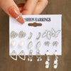 Fashion Earrings Set 9 Pairs Of Creative Acrylic Butterfly Hollow Heart Earrings