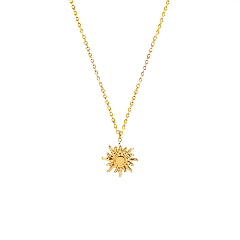 1 Piece Simple Style Sun Titanium Steel Plating Pendant Necklace